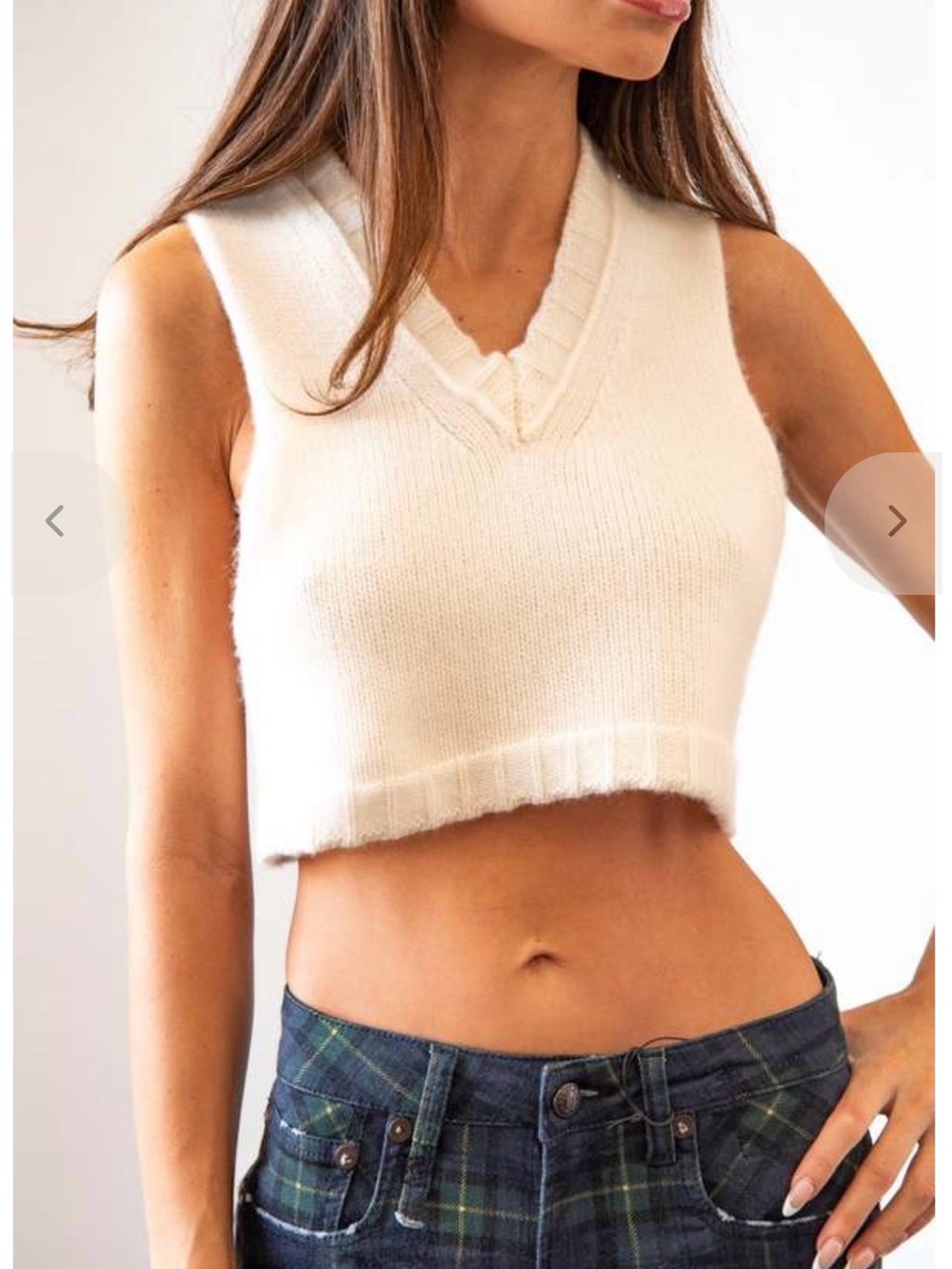 Red V-Neck Cashmere Cropped Sweater